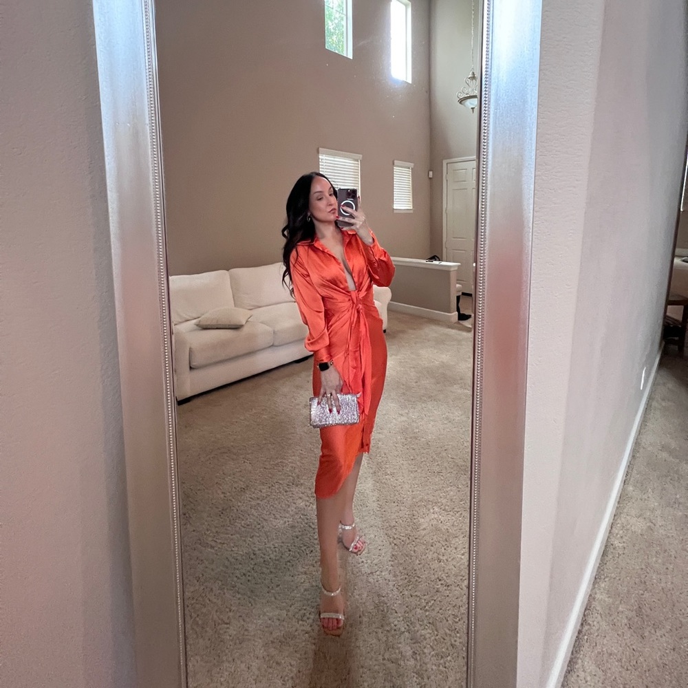Orange silky dress
